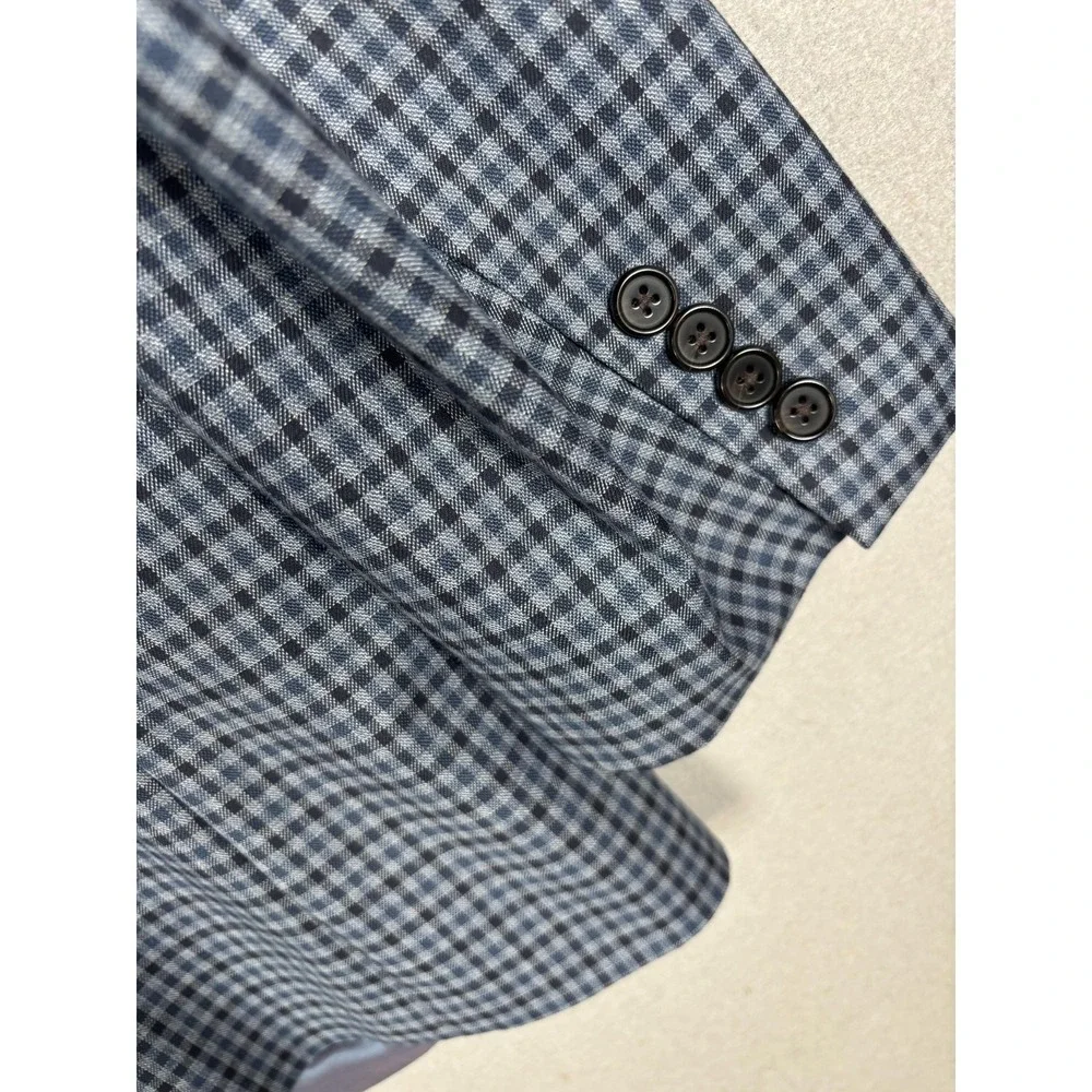 Lauren Ralph Lauren Blazer Mens 42L Blue Checked 2 Button Stretch Sport Coat